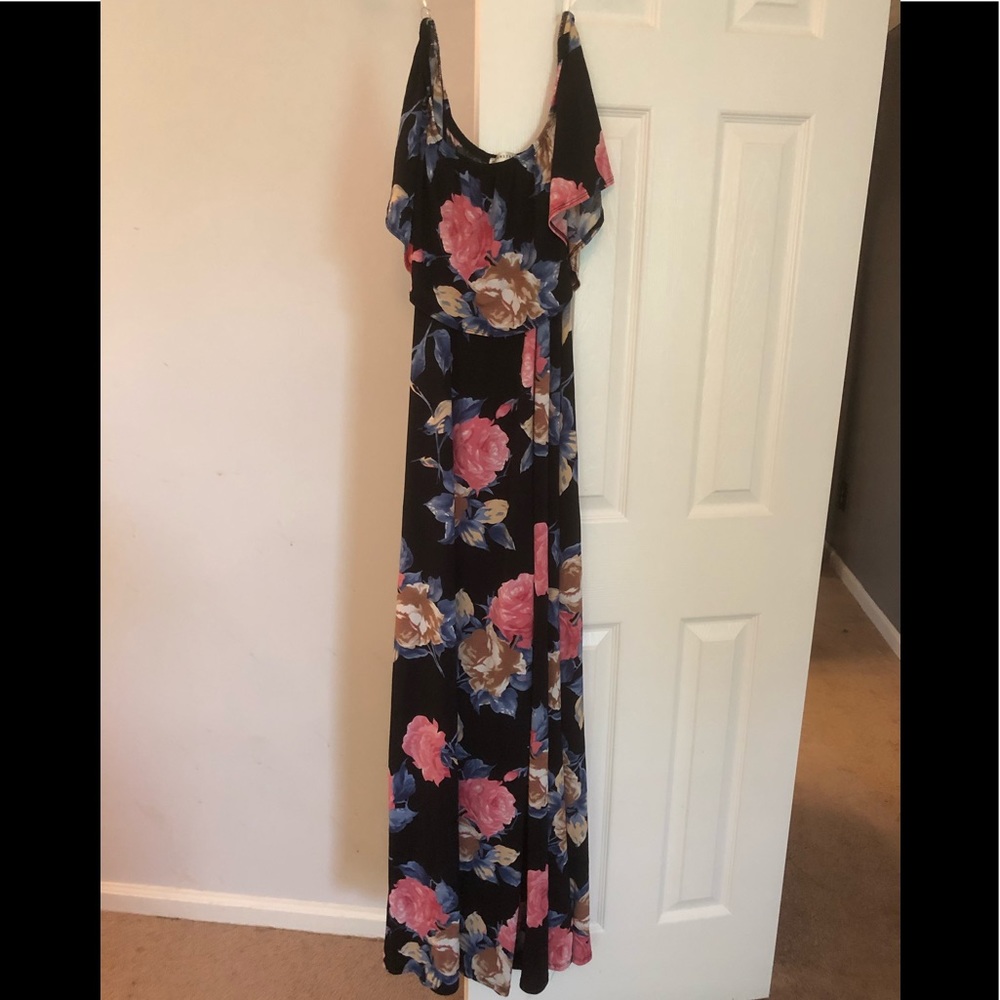 Floral print off-the-shoulder boutique dress